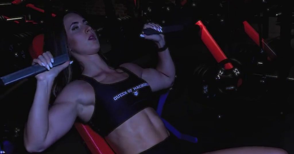 Professional athlete performing chest press using biomechanically engineered strength equipment designed for better muscle engagement and safe strength training.